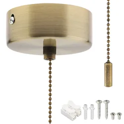250V Bathroom Ceiling Light Pull Cord Switch Chrome Round Pendant Light Pull Cord Switch for Stylish Bathroom