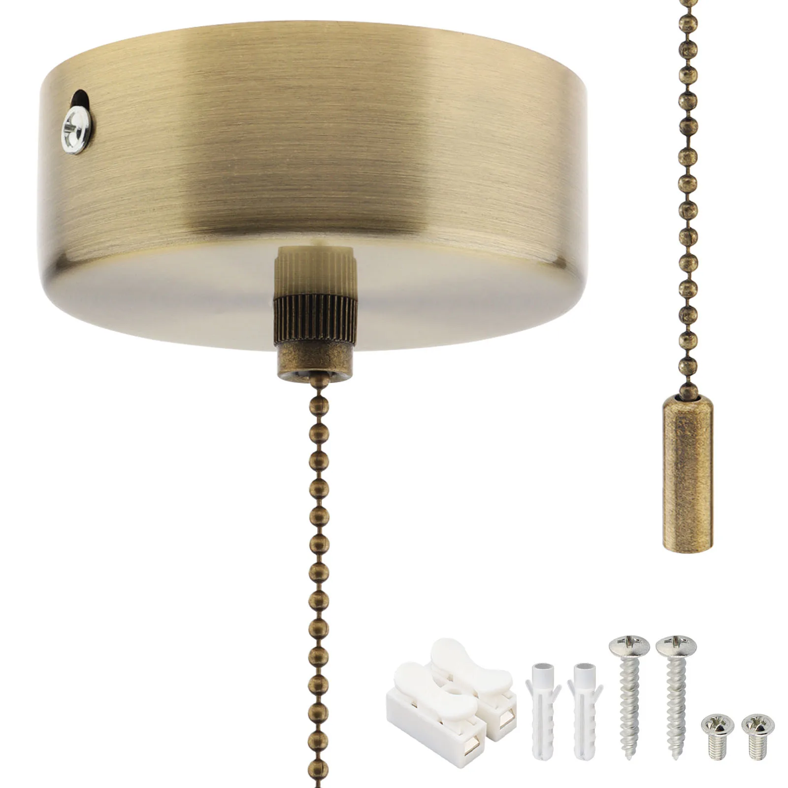 250V Bathroom Ceiling Light Pull Cord Switch Chrome Round Pendant Light Pull Cord Switch for Stylish Bathroom