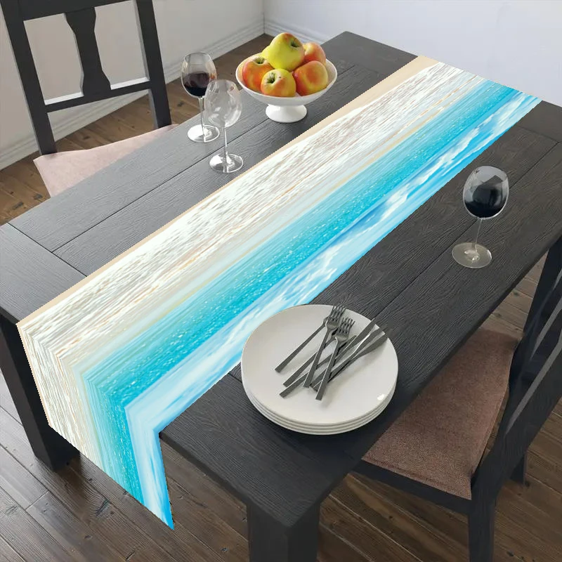 عداء طاولة استوائي لحفلات العشاء ، ديكور دائم لكل المواسم ، مستوحى من البحر #1