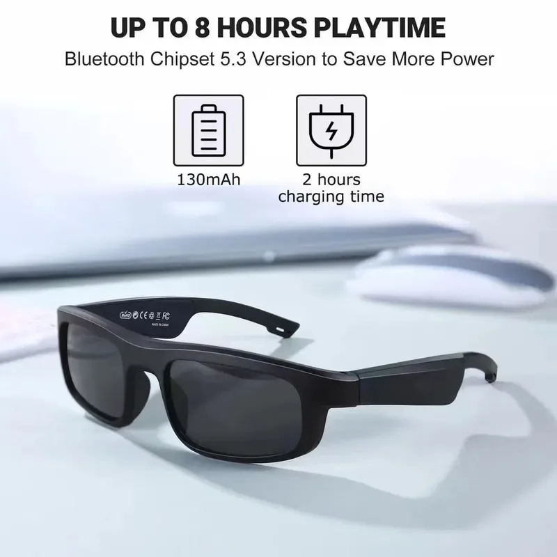 M8Pro Smart Bluetooth Glasses Bone Conduction Sunglasses Stereo Sound Wireless Eyewear for Men Women Sports Outdoor Driving