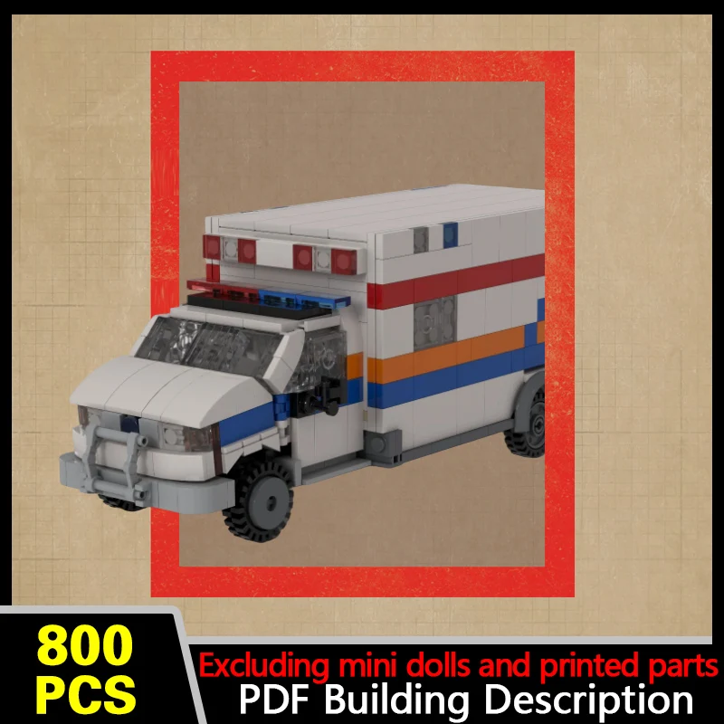 Military Ambulance Vehicle Model MOC Building Bricks War Equipment Style Modular Technology Gifts Holiday Assemble Toys Suit
