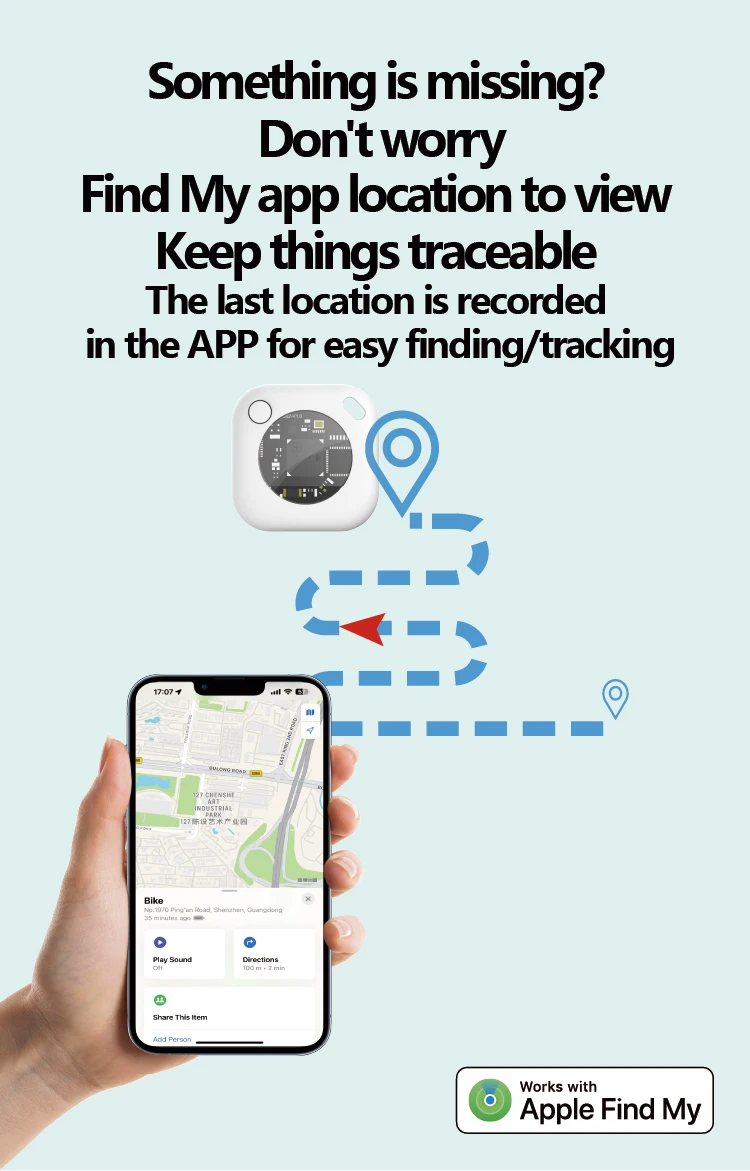 Timethinker Tracker localisateur GPS avec trouver mon APP pour Apple Smart Bluetooth Anti perte rappel enfants bagages sacs pour animaux de compagnie clé iTag