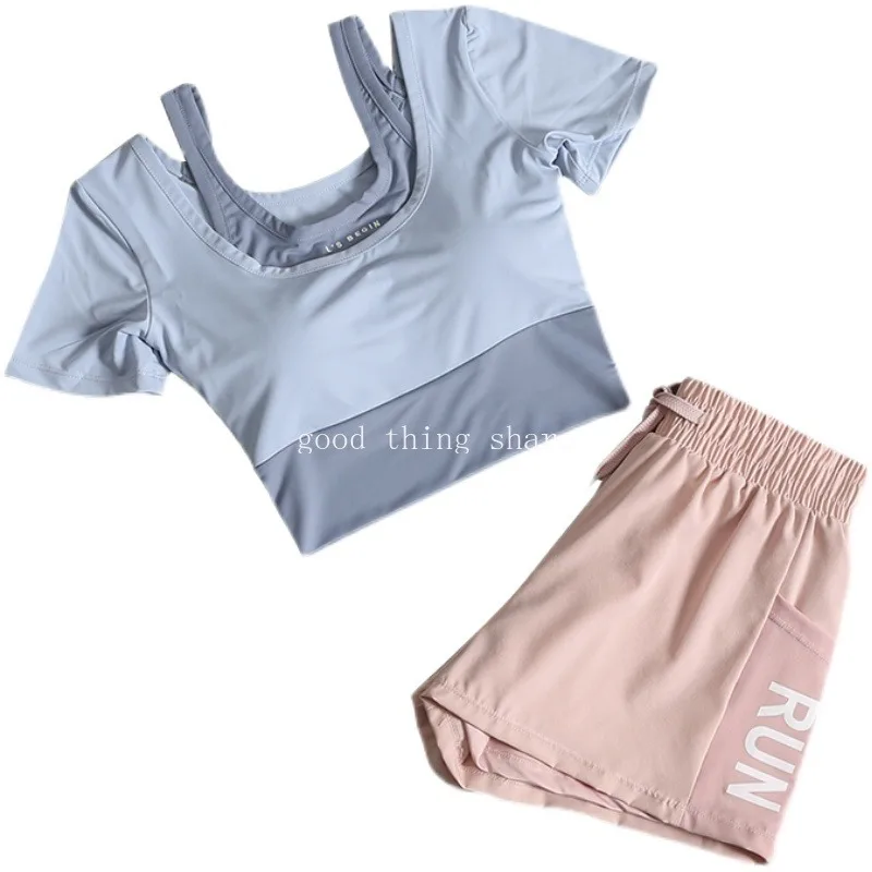 

Костюм для фитнеса женская летняя быстросохнущая футболка сексуальная утренняя одежда для бега тренировок спортивная одежда Одежда для профессиональной йоги