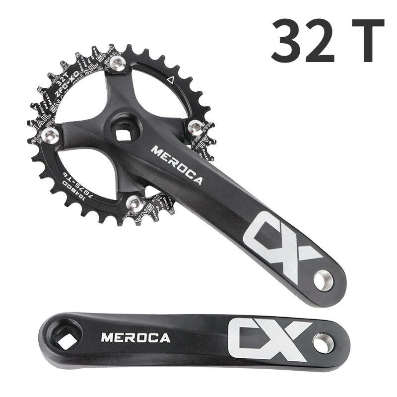 MEROCA CX Bicycle Crank Square Hole 104BCD Aluminum Alloy Square Hole Mountain Bike Crankset 170mm 32T/34T/36T/38T/40T/42T