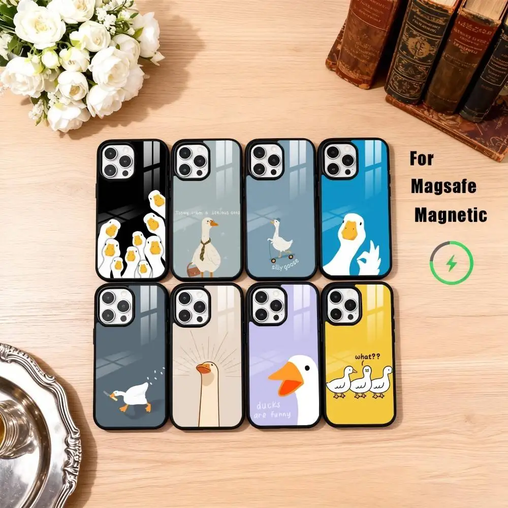 

C-Cartoon Duck Goose Phone Case For iPhone17,16,15,14,13,12,11 Plus,Pro Max Magnetic For Magsafe Wireless Charging