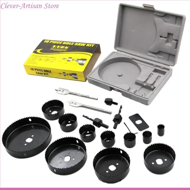 E06B 18Pieces Woodwork Hole Mở bộ dụng cụ Gypsum Board Downlight Puncher Mult Bit Bit Drill