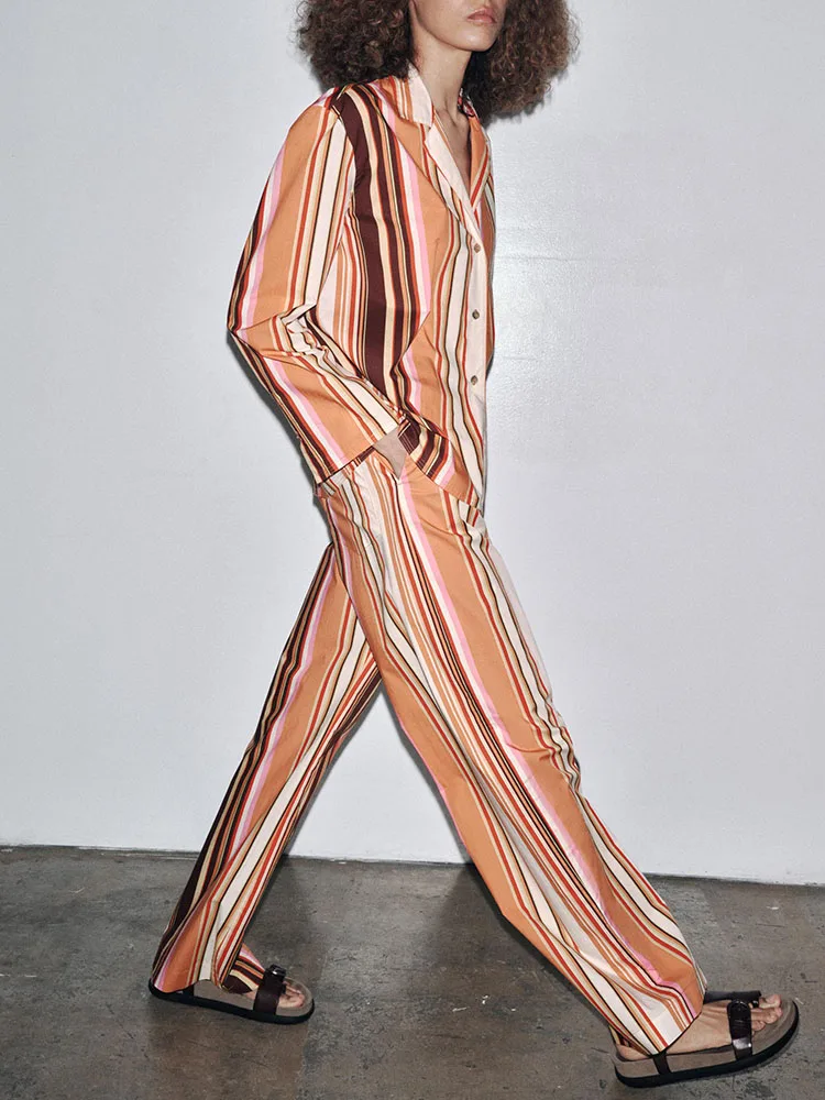 New Arrival Autumnal Spwear Sle irt And Flared Pants Women's Faion ZA2025 Ladies Ethnic Stage Costume 2025