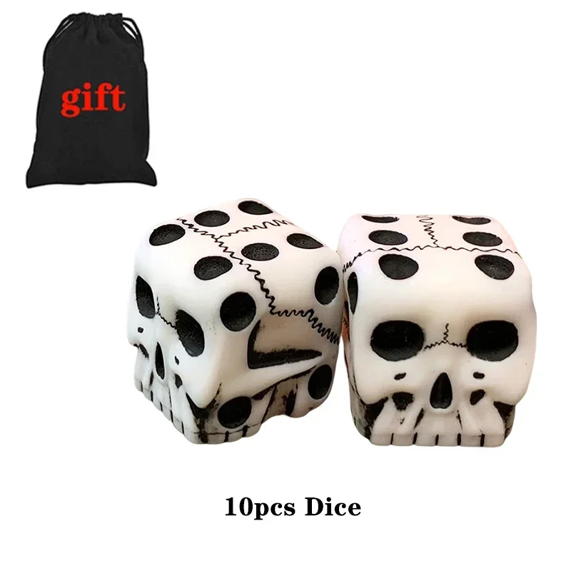 

10 PCS Skull Dice Resin Skeleton Dice 6 Sided Skull Face Skeleton Dice Creative Gothic Skeleton Dice Scary Table Ornament