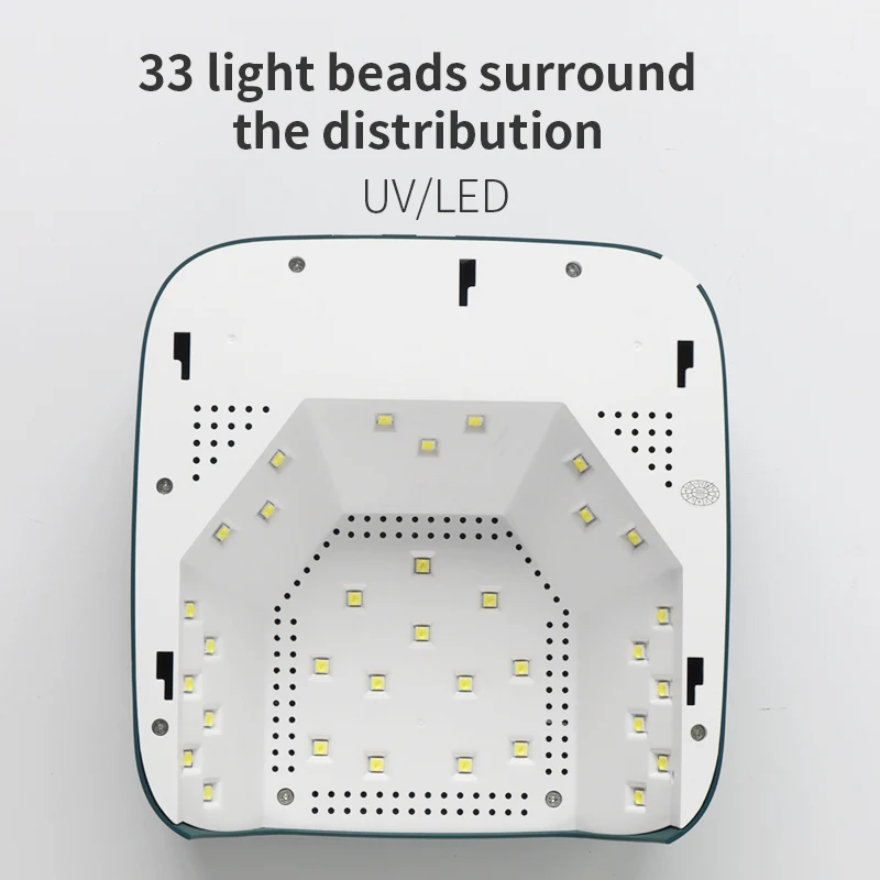 48 واط 33 حبيبات مصباح مستديرة متفاوتة الأحجام قابلة للشحن الأشعة فوق البنفسجية LED مسمار الفن مصباح مسمار مجفف مع 3 الموقتات ومستشعر تلقائي علاج سريع مصباح الأشعة فوق البنفسجية لصالون المنزل