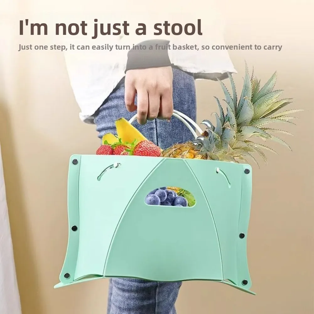 Heavy-Duty Foldable Card Stool Non-Slip Multi-Functional Portable Handheld Basket Plastic Folding Seat Outdoor Camping & Fishing