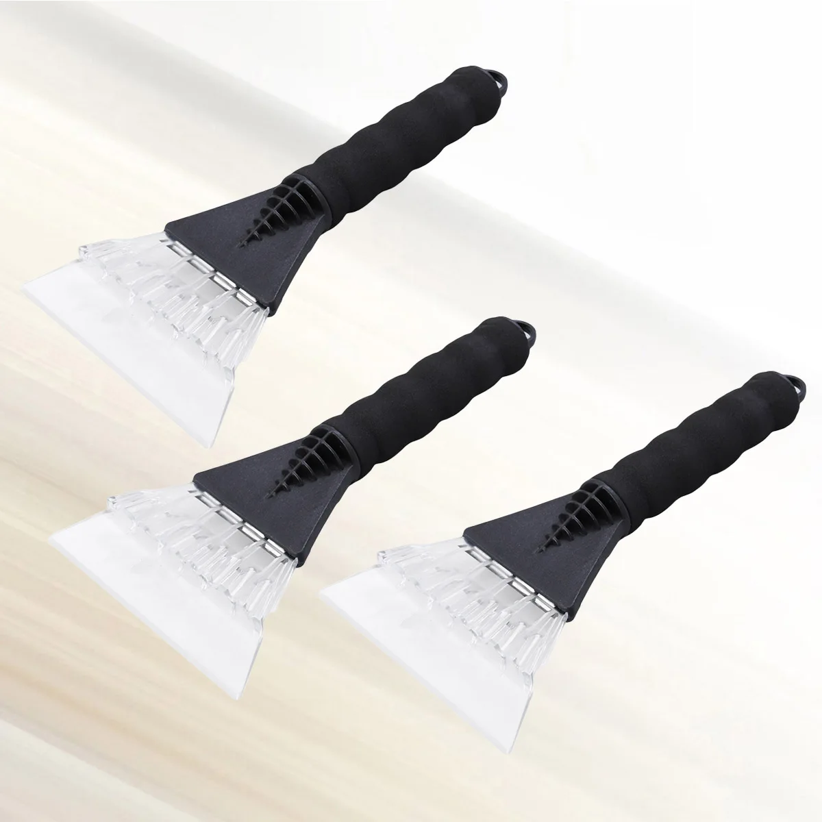 

3Pcs Windshield Snow Shovel Black Durable Material Fine Workmanship Curved Design Easy Use Windshield Snow Shovel