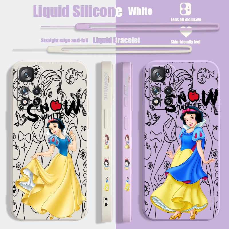 Disney Beautiful Snow White Liquid Left Rope Phone Case For Xiaomi Redmi 6 7 A K20 40 Note 7 8 9 10 T S Lite Pro Max 5G Cover