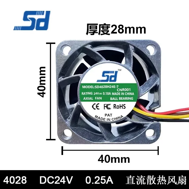 for 4028 24V 0.18A 4CM 4-Wire PWM Inverter Cooling Fan High Temperature Resistance Metal Aluminum Frame