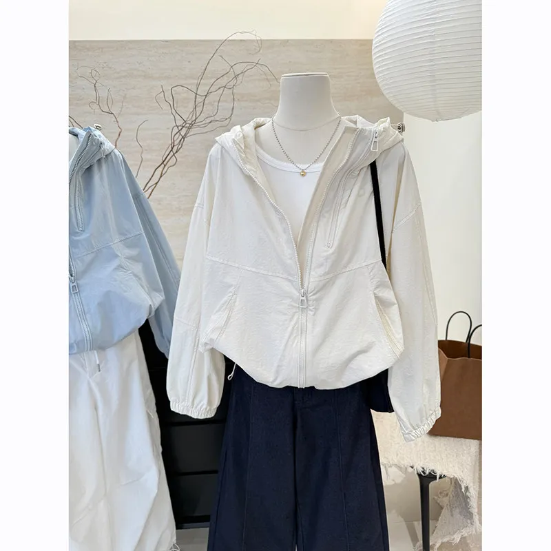 Lightweight Popular Outdoor Loose Fit Sun Protection Clothing Summer Fashionable Commuting Style Adjustable Drawstring Zipper...