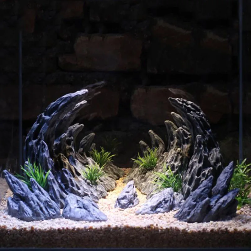 Resin Aquarium Decoration Fish Tank  Simulated Canyon Ornament Acuario Rocks for Aquarium Fish Decor 2pcs