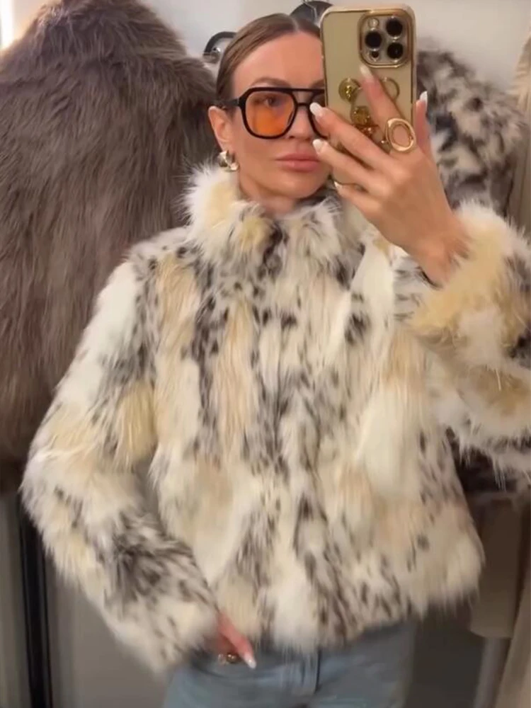 

2025 женская осенне-зимняя куртка, новые модные куртки из искусственного меха для женщин, пушистое теплое пальто с длинными рукавами, элегантная свободная верхняя одежда