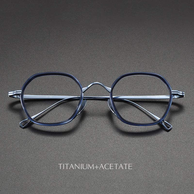 

Japan Luxury Brand Design Man Polygon Square Titanium Acetate Frame Glasses Women Vintage Elegant Optical Lenses KMN Eyeglasses