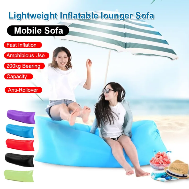 

Portable Folding Inflatable Sofa Outdoor Single Lazy Sofa Bed Fast Inflatable Seatings Air Sofa Beach Party Camping Use