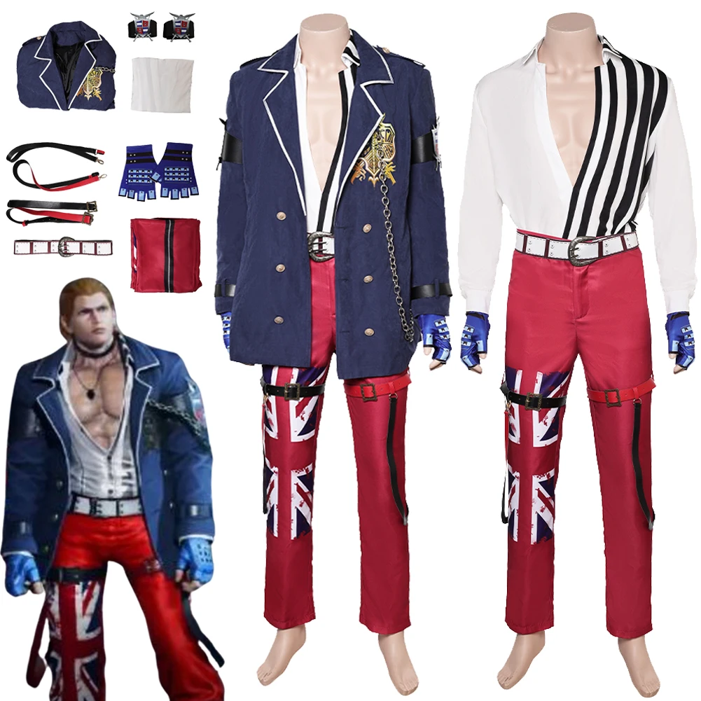 Game Lam Ken 8 Steve Fox Cosplay Costume pour hommes adultes, déguisement, veste, pantalon, ensemble uniforme, Halloween, carnaval imbibé