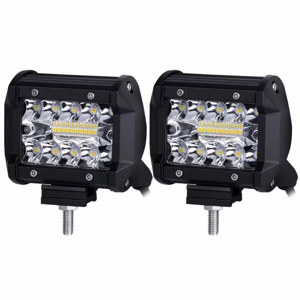 4 Inch 60W 2Pcs LED Pod Lights Spot Flood Combo LED Fog Driving 4x4 Off Road Lights Work Lights for Truck Boat ATV UTV Jeep