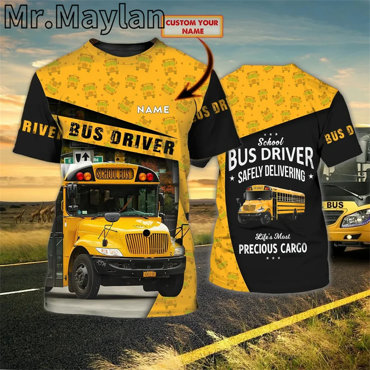 Custom 3D Printed School Bus Driver Tshirt Safely Uniform Delivering School T Shirts Men Women School Driver Gifts Tee Men Tops