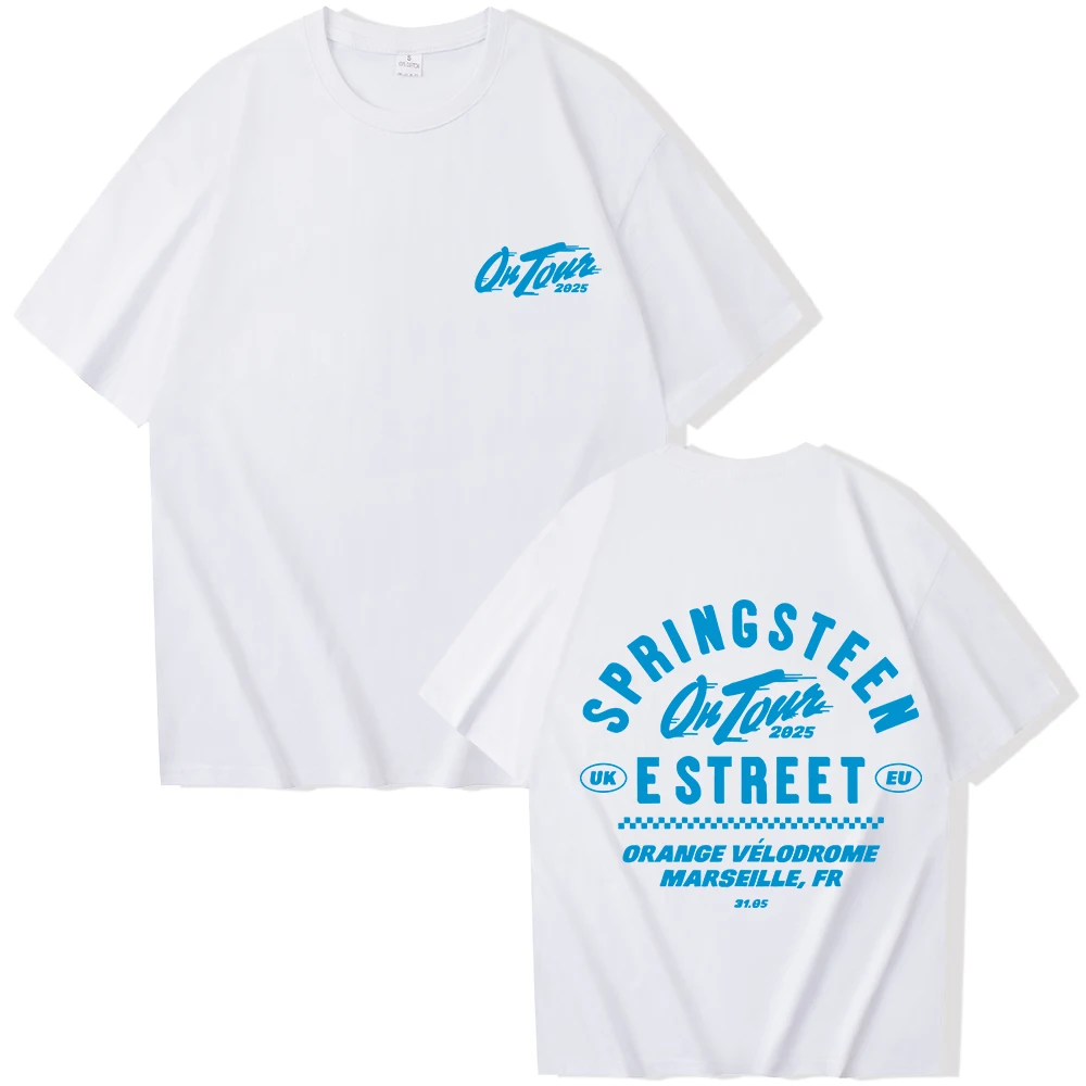 Bruce Springsteen And E Street Band 2025 Marseille France Tour T-shirt Harajuku O-neck Casual Shirt Gift