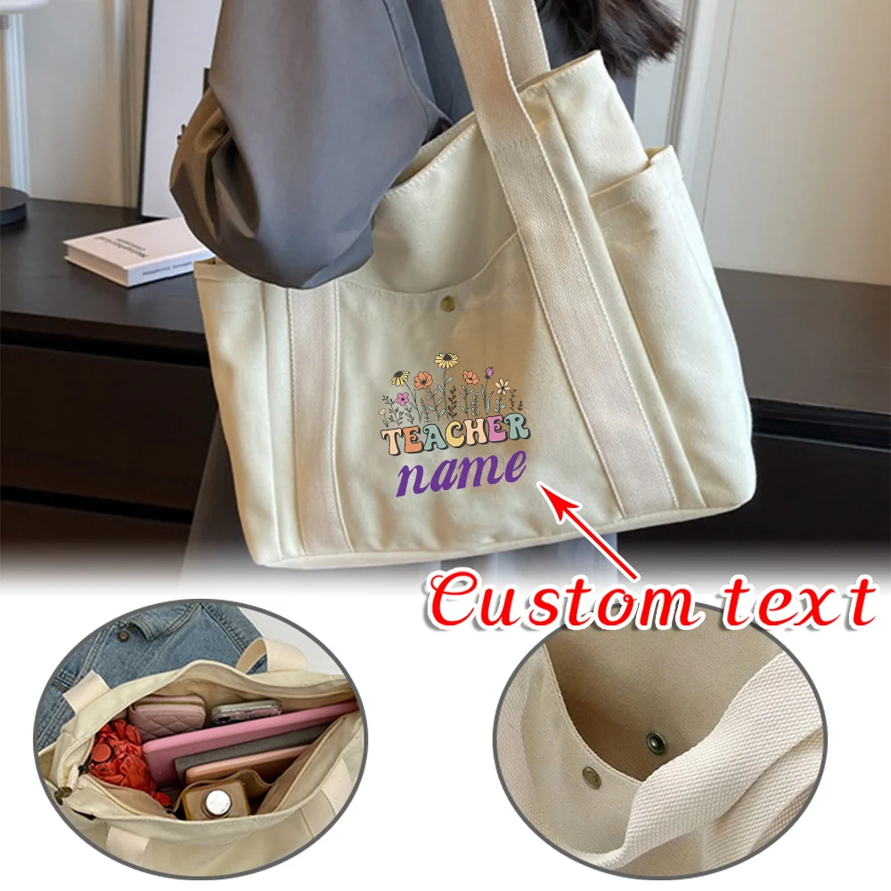 Customized Name Single Shoulder Canvas Bag Fashionable Foldable Shopping Bags Washable Crossbody Bag High-quality Storage Pack