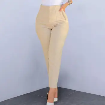 Kadınlar 2022 bahar yeni Chic moda yan cepler düz pantolon Vintage yüksek bel fermuar Fly kadın pantolon Mujer