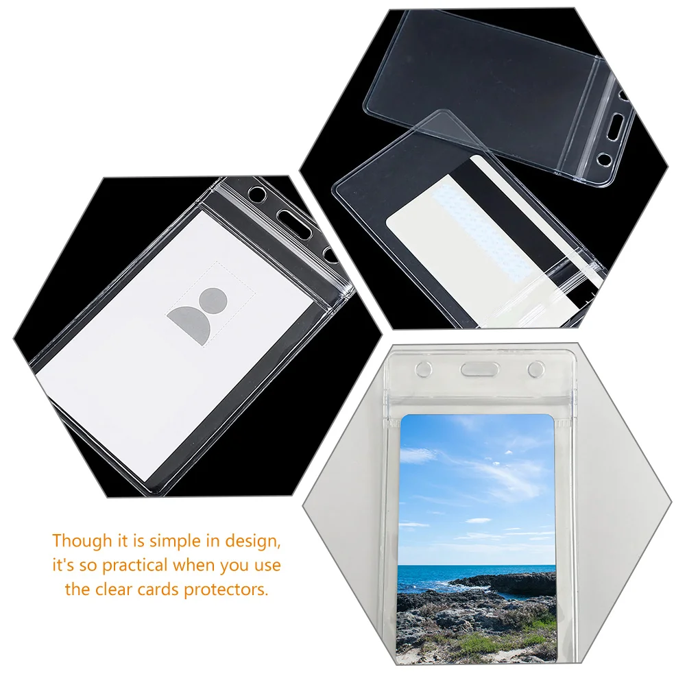 

20pcs Waterproof Id Clear Pvc Card Sleeve For Work School Office Badge Holder Sleeve Plastic Id Badge Holder Vertical Cover