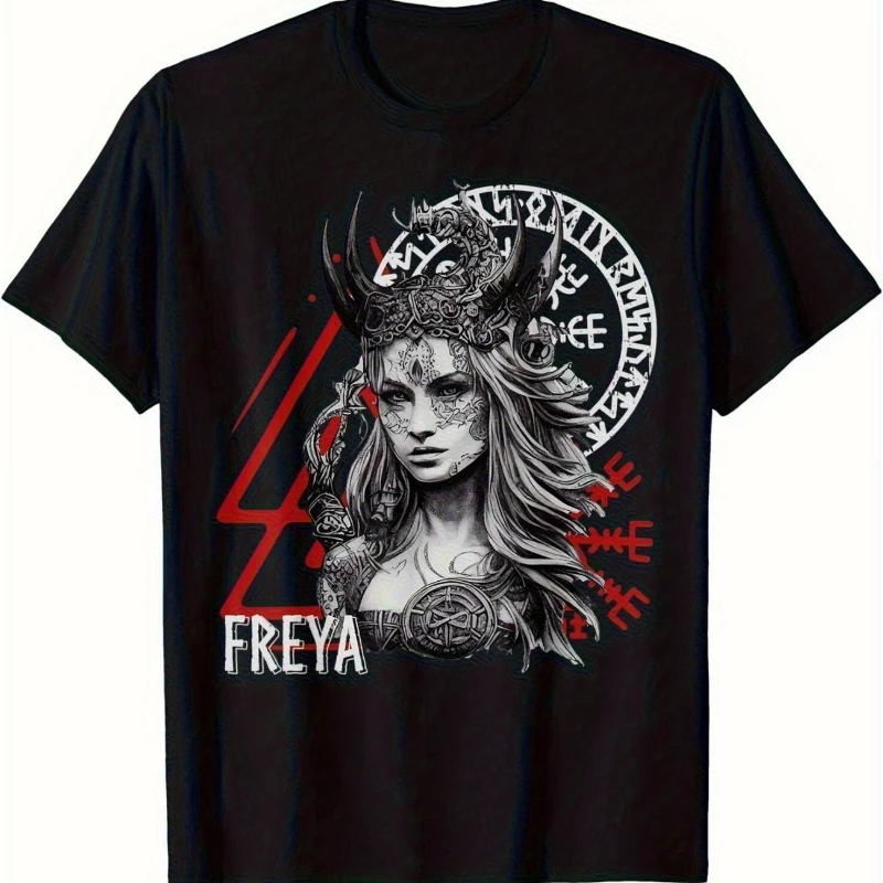Camiseta Vintage con diseño de la diosa vikinga Freya para hombre y mujer, camiseta de algodón para verano y primavera, ropa informal de gran tamaño