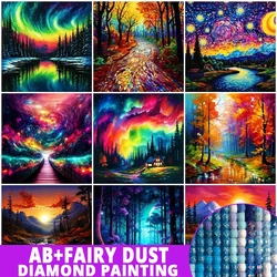 Fairy Dust AB Landscape Tree Diamond Painting Lake Craft Kit Mosaic Nature Full Drill Embroidery Aurora Modern Home Decor