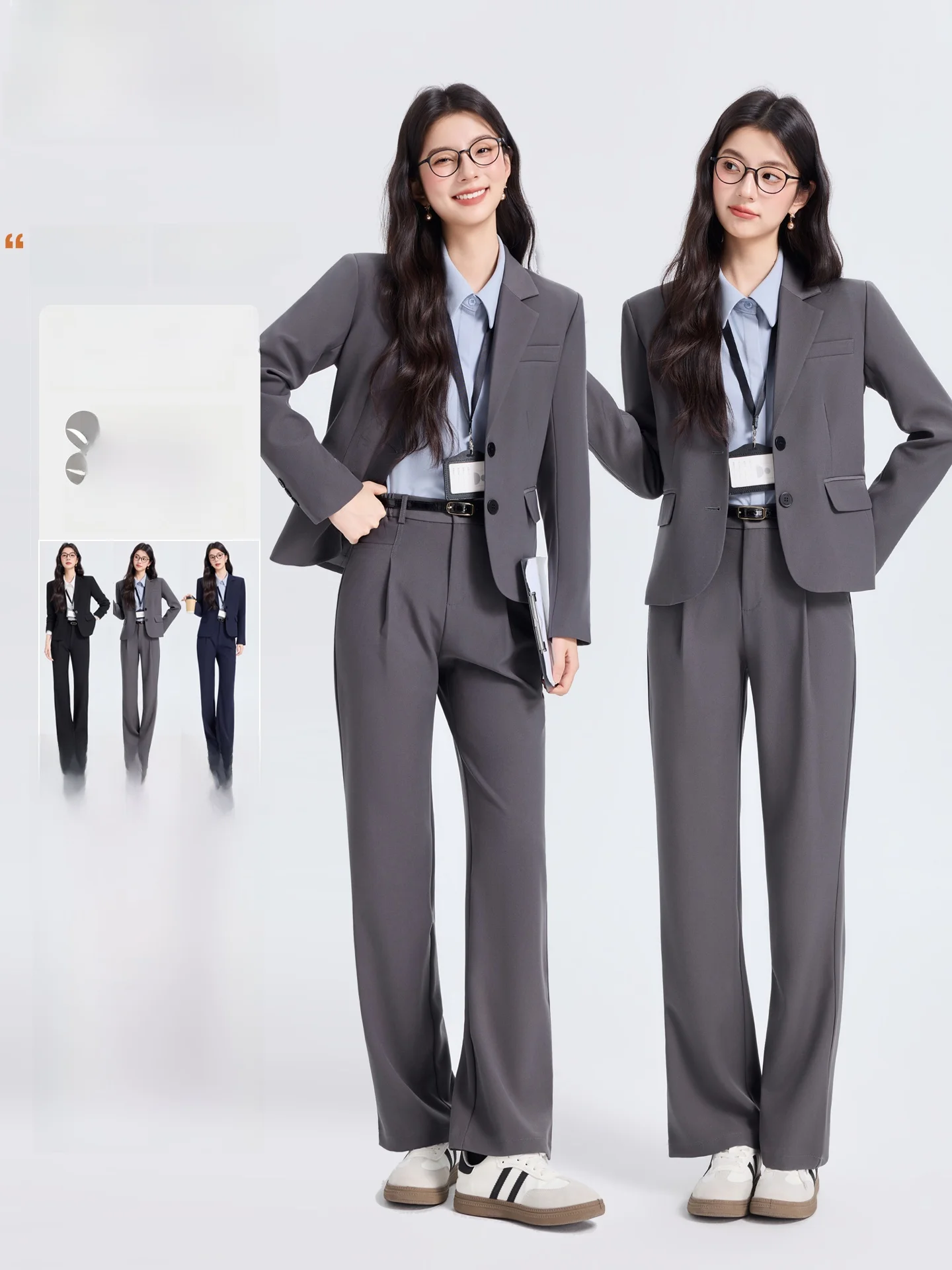 

ay Suit Set for Women Spring 2026 New Small Size Ele Career Interview Profional Clothing Polyester Fabric Anti-Wrinkle
