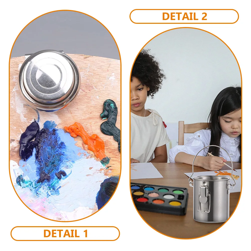 

1 set 1 Set Stainless Steel Paint Brush Cleaning Bucket Portable Brush Washing Tool For Water Oil Ink Solvents Art Pen Holder