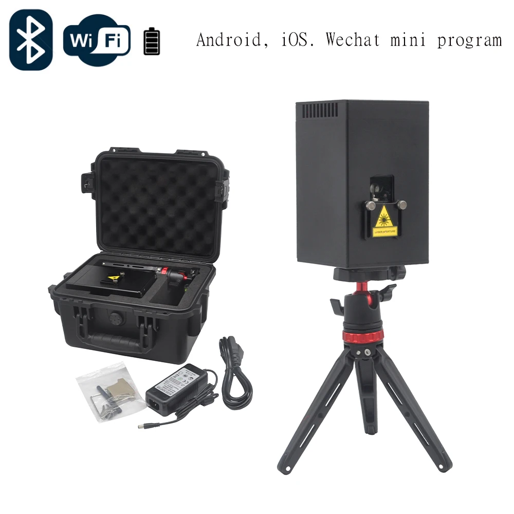 3W Bluetooth Wireless Laser Light with Customizable Logo DJ Disco Animation Equipment Portable Battery Powered Suitcase for Club