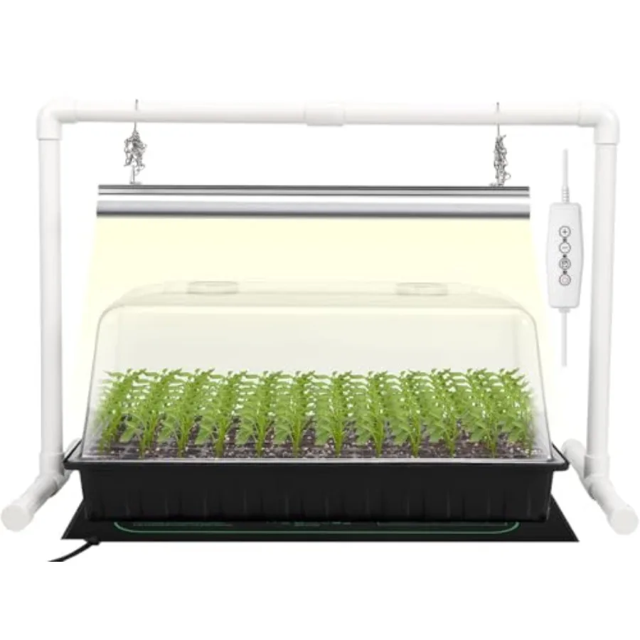 

Набор для выращивания рассады 1020 с фитолампой и тепловой подушкой, 7-дюймовый влагозащитный купол, лоток для рассады на 6x12 ячеек, регулируемая яркость с 8/1 режимами