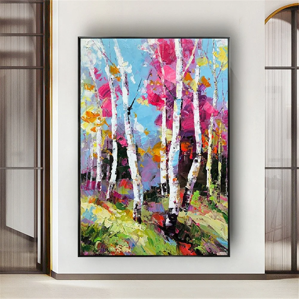 

Hand Painted Oil painting On Canvas Wall Paintings for porch Decor paintings large Wall Art Pictures Knife Colour Flower Tree