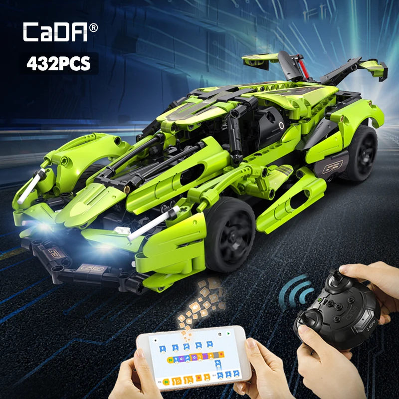 Cada 432pcs Phone APP Remote Control GT Sports Car Model Building Blocks City Expert RC Racing Car Bricks Toys For Kid Gifts