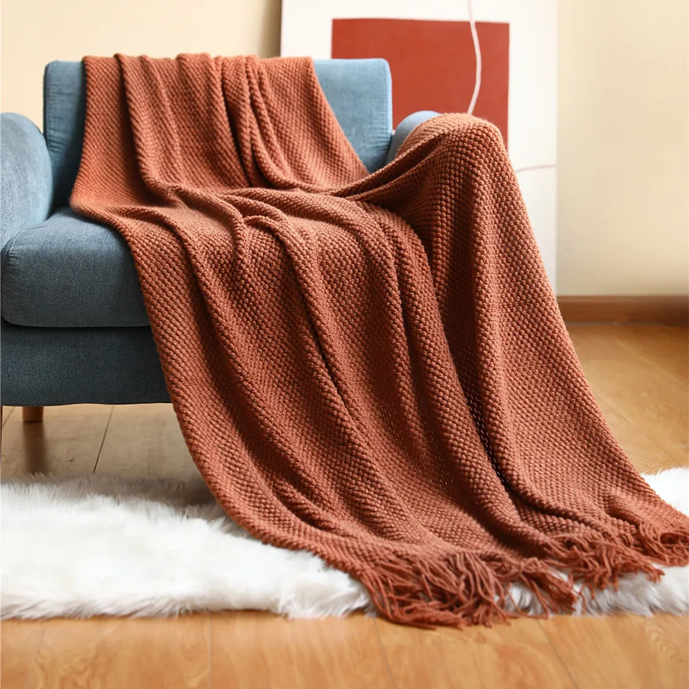

Sofa Cover Blanket Pineapple Grid Knitted Office Nap Blankets Air Conditioning Blanket Bean Bean Blankets