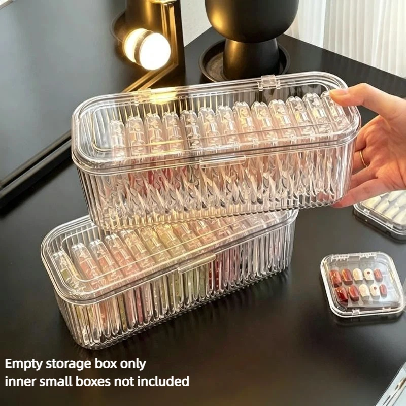 Transparent Lipstick Nail Storage Box With Dustproof Lid Large Capacity For Makeup Small Item Storage Box