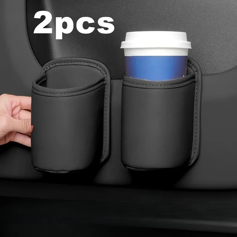2PCS PU Leather Car Door Cup Holder Storage Box Universal Seat Back Organizer Vehicle Car Drink Rack Interior Storage Solutions