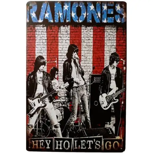 Ramones Vintage Punk Rock Metal Sign Hey Ho Lets Go 70s 80s 