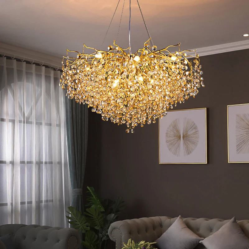 Imagem -04 - Lustres de Cristal de Luxo para Casa Villa Sala de Estar Quarto Decorar Lâmpadas Pingente de Teto Luzes de Suspensão Interior Luminárias