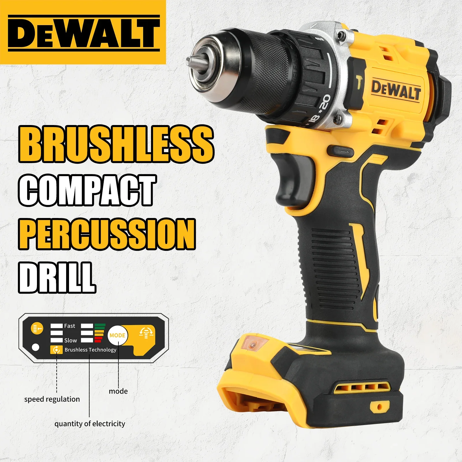 

2026 DEWALT DCD805 20V Бесщеточная компактная ударная дрель-шуруповерт с литиевым аккумулятором, многофункциональная