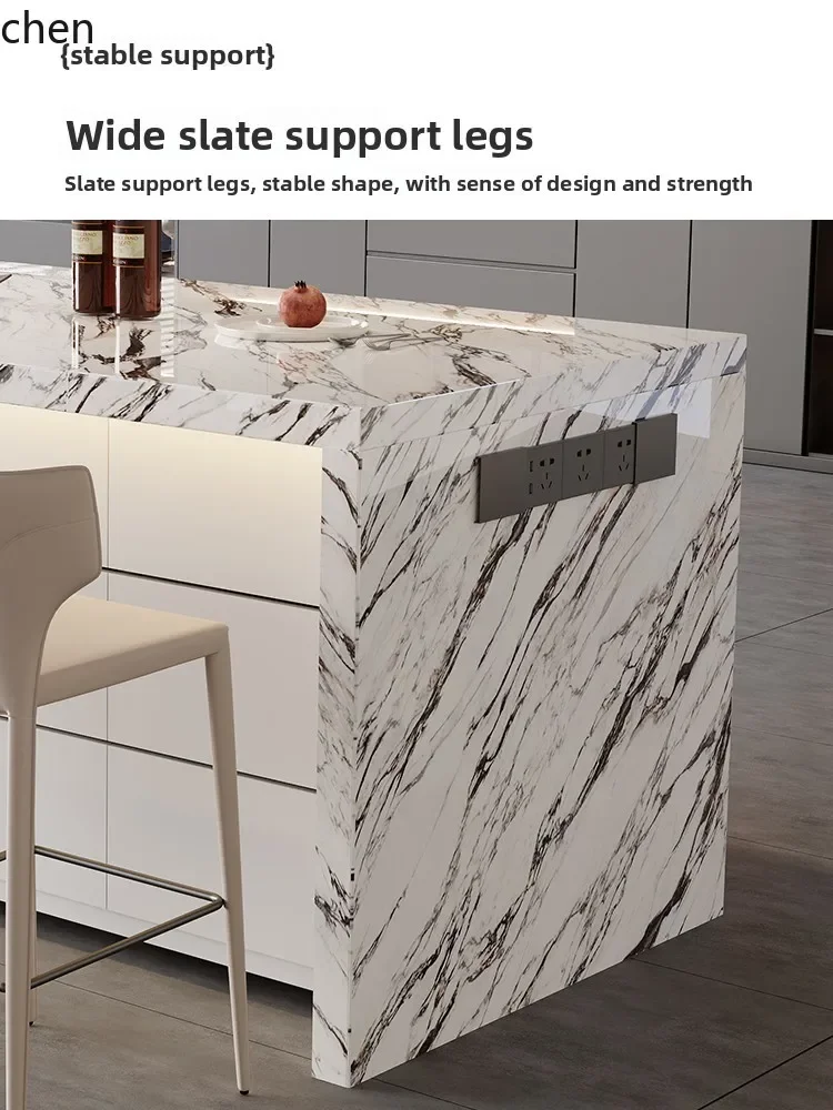 integrated tea table open light luxury kitchen partition rock slab multi-functional mid-guide table operation
