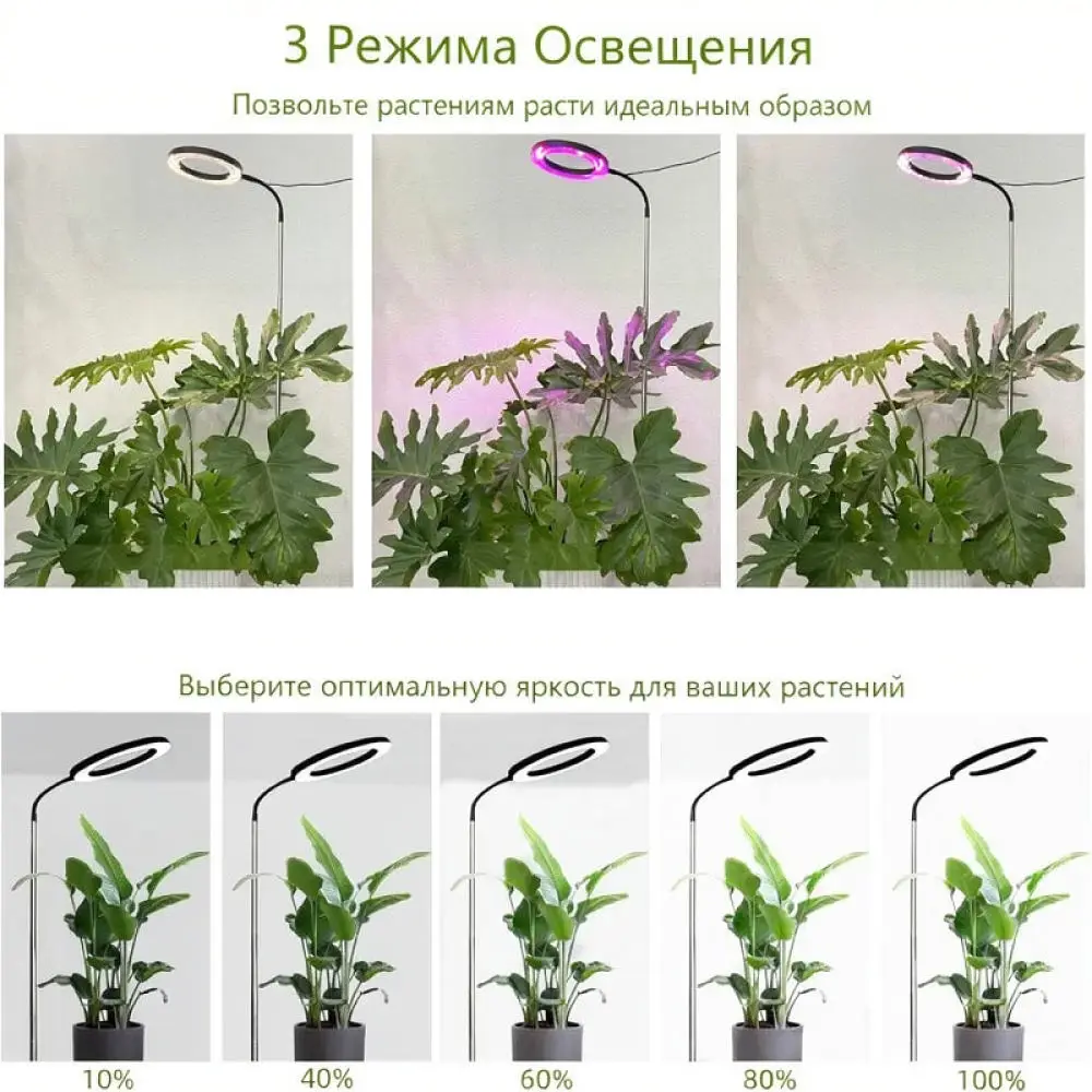 Adjustable LED Angel Ring Grow Lamp Full Spectrum Indoor Plant Light USB Powered For Succulent Flowers Desktop Lighting