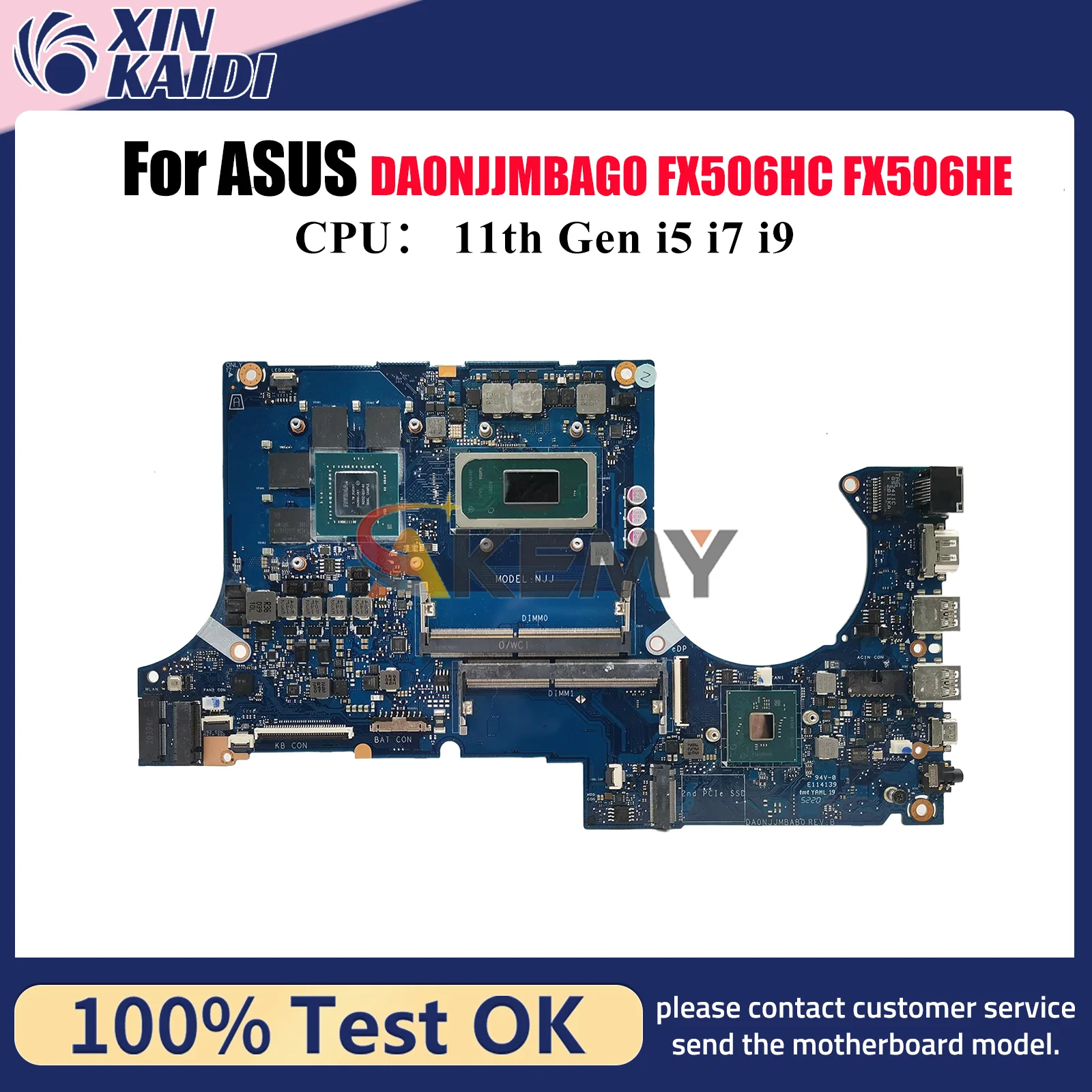 

DA0NJJMBAG0 Laptop Motherboard For ASUS TUF Gaming FX506HF FX506HE FX506H FX506HC Mainboard With 11th Gen i5 i7 i9 tests OK stk