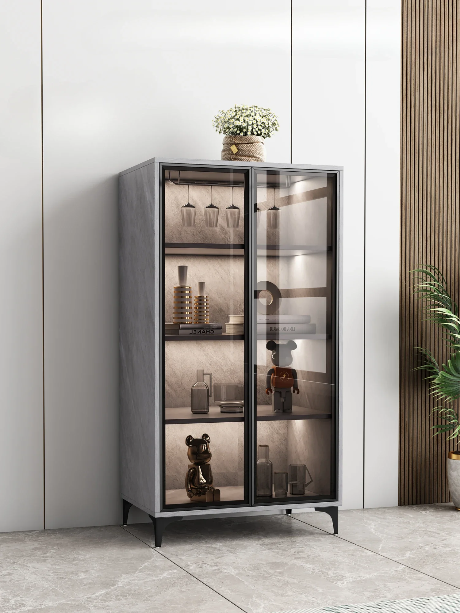 Advanced Design Wine Cabinet Metal Leg Bar Cabinet Lemari Sudut Wine Cabinet Model Display Case Curio Vitrina Bar Furniture LVWC