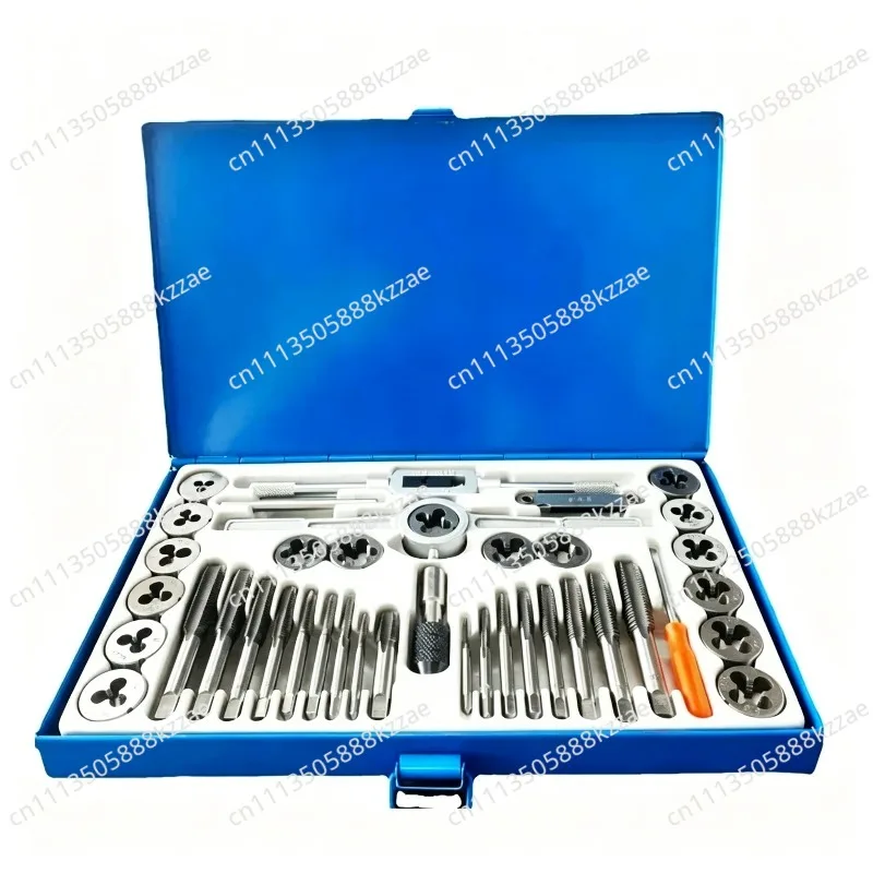 40Pc Tap and Die Set SAE Inch Size #4 To 1/2” Hand Threading Wrench Tools for Internal and External Threading