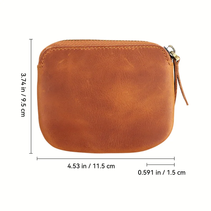 Crazy Horse Leather Purse Compact Vintage Coin Pouch Mini Money Bag Wear-Resistant Portable Card Slot For Everyday Use Dating