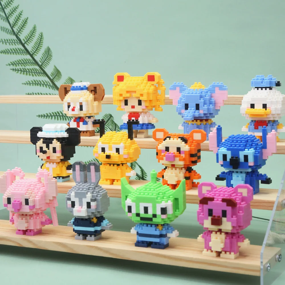Disney 108 style LinaBell StellaLou Building Blocks Princess Cartoon Figrues Bricks Children's Assembly Toys Model Gift